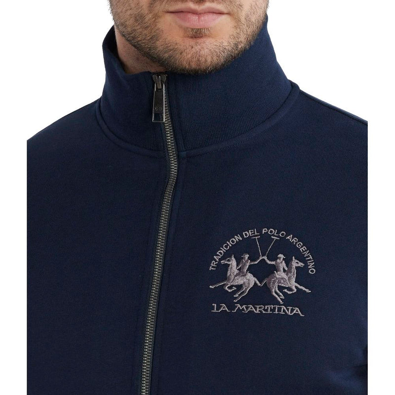 Blauer Baumwollpullover