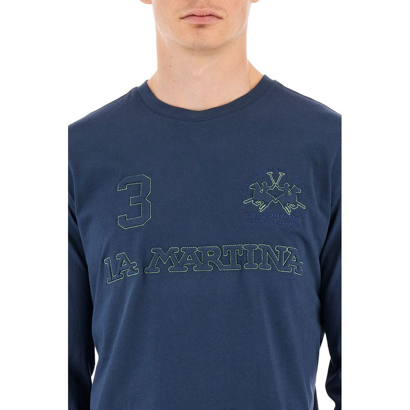 Blaues Baumwollt-Shirt