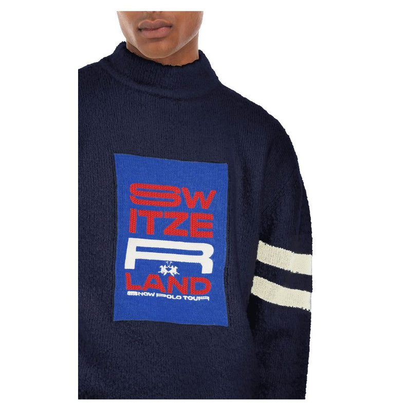 Blauer Polyamid -Pullover