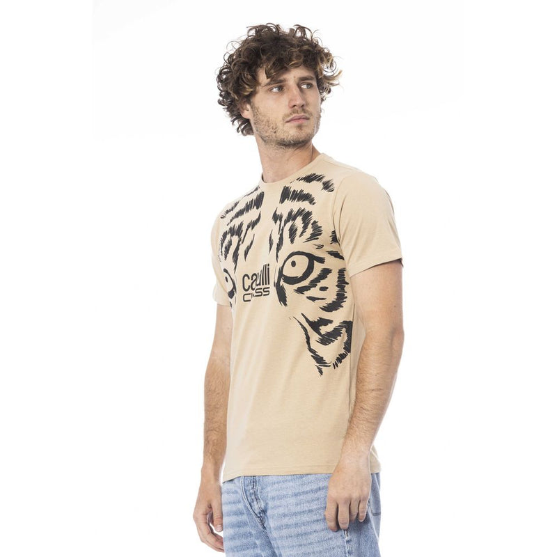 Beige Baumwoll-T-Shirt