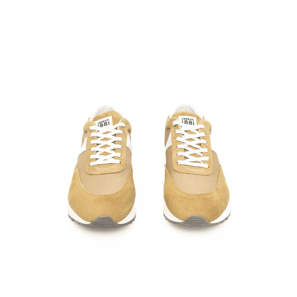 Zapatilla de cuero de ternera beige