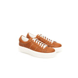 Orangefarbener Kuh Leder -Sneaker