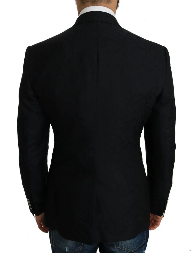 Blazer blu jacquard slim floreale