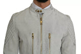 Leather White Biker Motorcycle Jacket