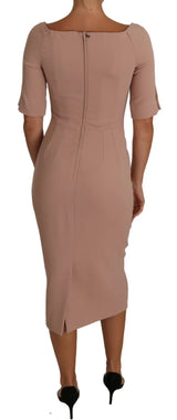 Dusty Pink Midi guaina Crystal Crystal Dress