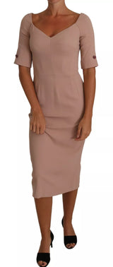 Dusty Pink Midi guaina Crystal Crystal Dress