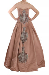 Robe de robe de bal de lustre en soie rose rose rose