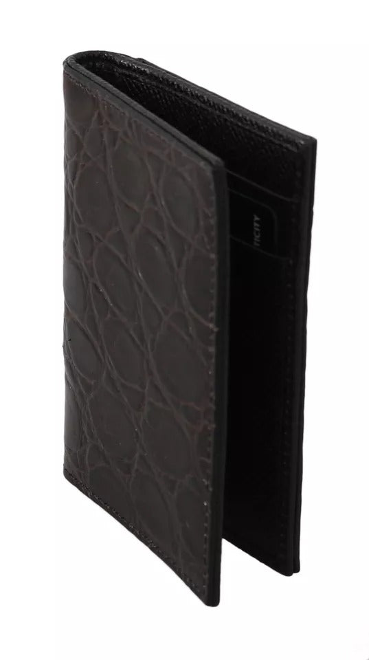 Brown 100% Caiman Mens Carte Holder Cleot Portefeuille