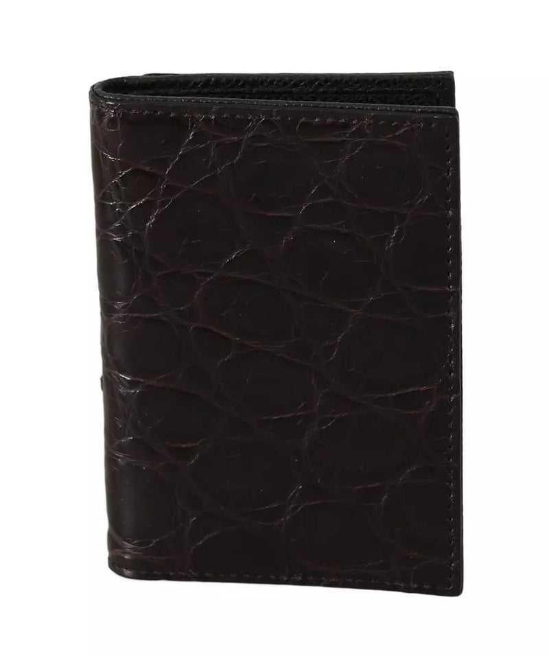 Brown 100% Caiman Mens Carte Holder Cleot Portefeuille