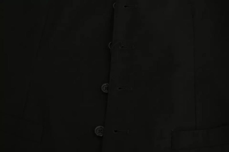 Black Wool Stretch Beistcoat Φυσικό φόρεμα γιλέκο