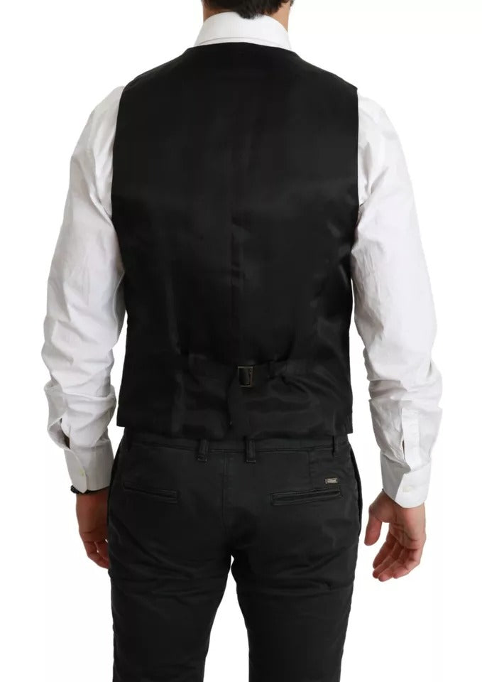 Black Wool Stretch Waistcoat Formal Dress Vest