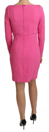 Pink Plunging Bodycon Sheath Mini Rayon Dress