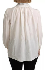 Off White Scarfneck à manches longues Blouse Blouse Silk Top