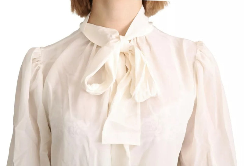 Off White Scarfneck à manches longues Blouse Blouse Silk Top