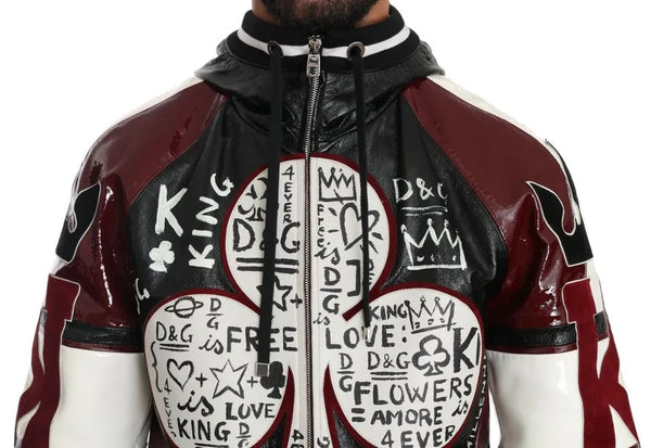 Black Bordeaux Kapuzenleder DG King of Love Jacke