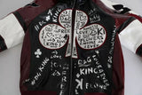 Black Bordeaux en cuir à capuche DG King of Love Jacket