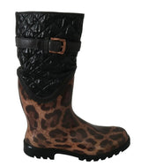 Schwarz braune Leopardenstiefel Boots Schuhe