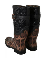 Schwarz braune Leopardenstiefel Boots Schuhe