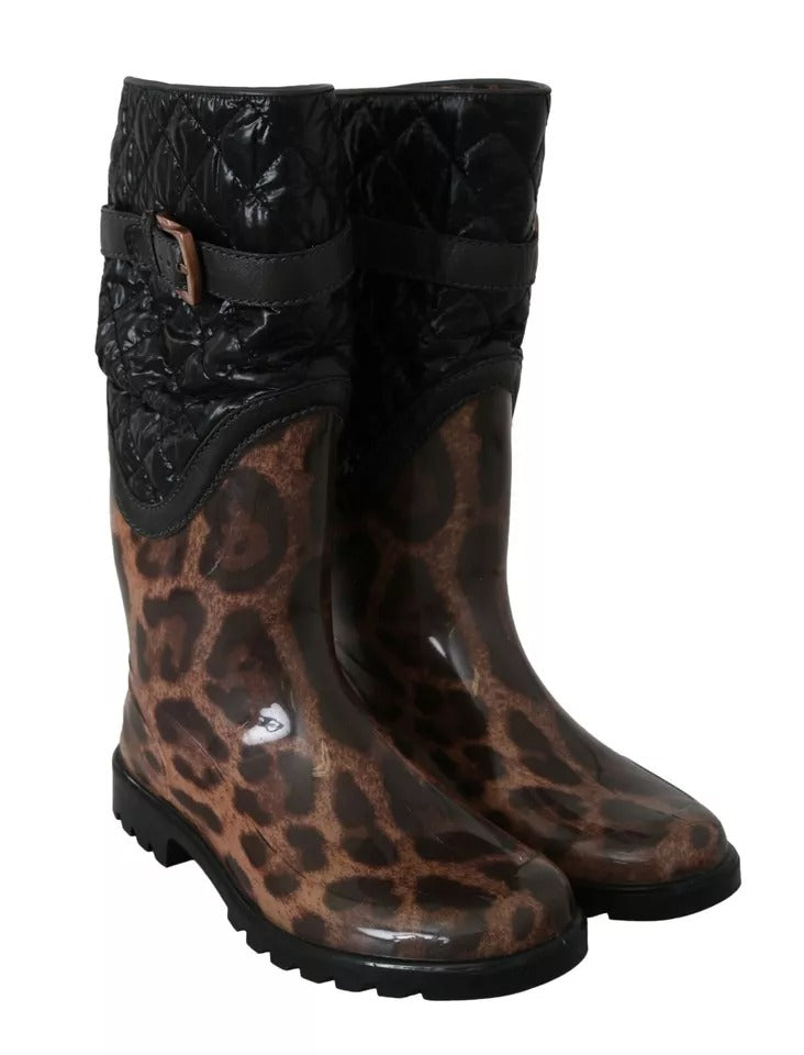 Schwarz braune Leopardenstiefel Boots Schuhe