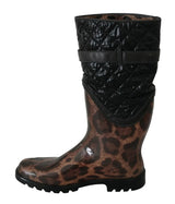 Schwarz braune Leopardenstiefel Boots Schuhe