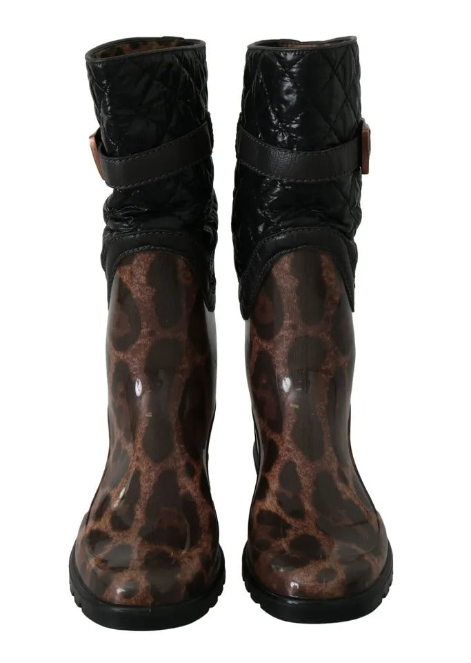 Schwarz braune Leopardenstiefel Boots Schuhe