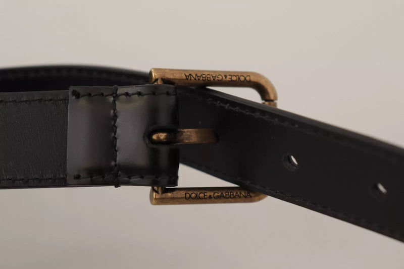 Ceinture de boucle en métal vintage en cuir de veau classique noir