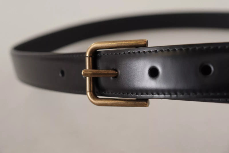 Ceinture de boucle en métal vintage en cuir de veau classique noir