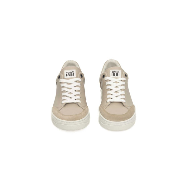 Sneaker en cuir de vache beige