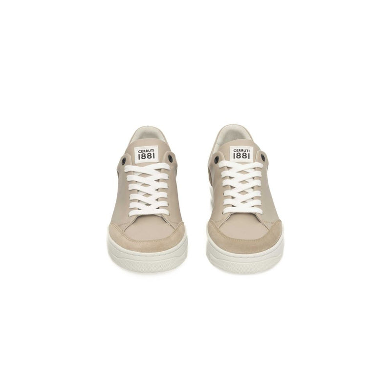 Sneaker en cuir de vache beige