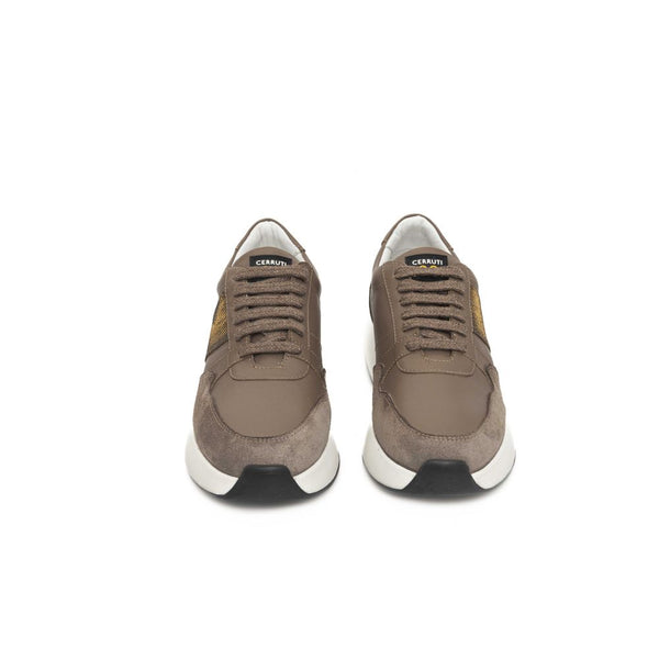 Beige Kuhleder -Sneaker