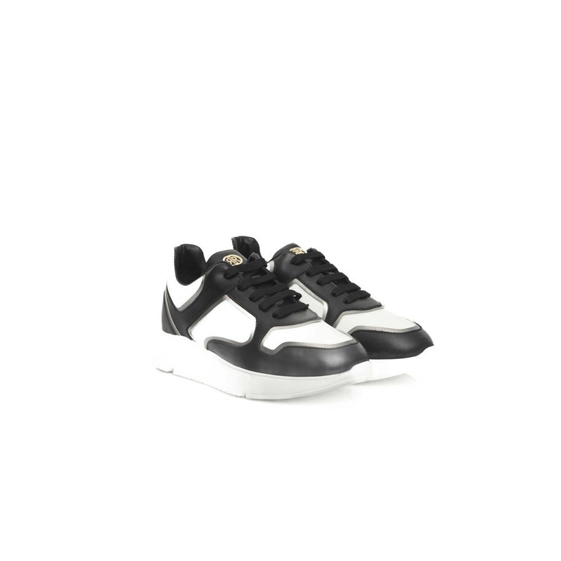 Sneaker in pelle di mucca in bianco e nero