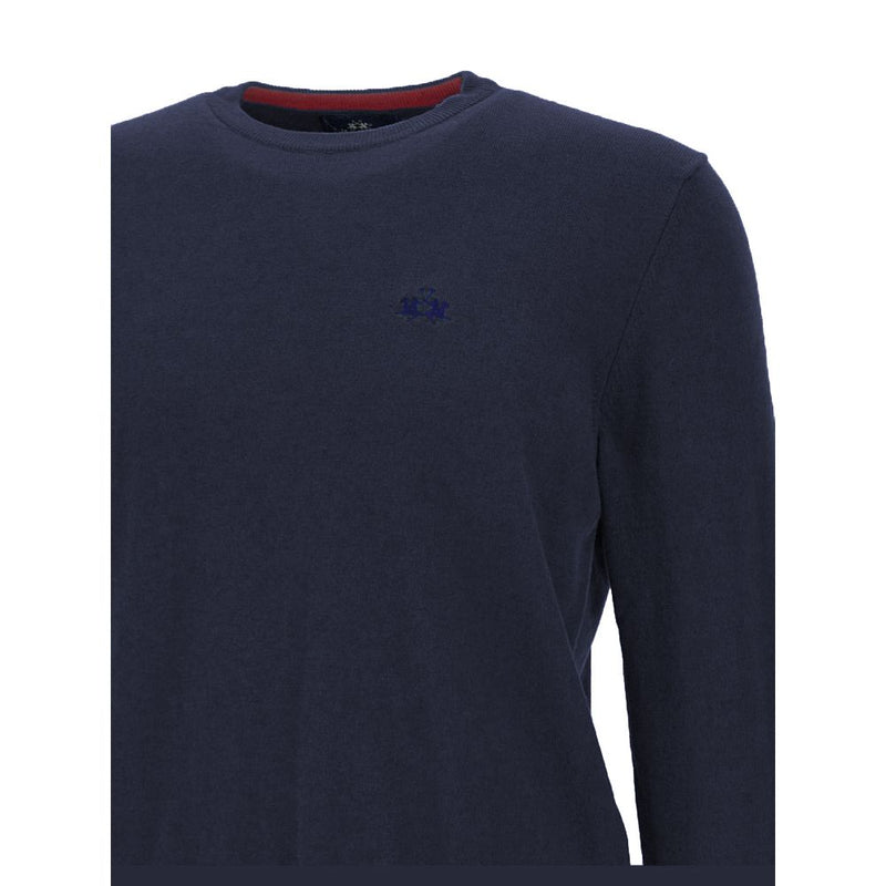 Blauer Baumwollpullover