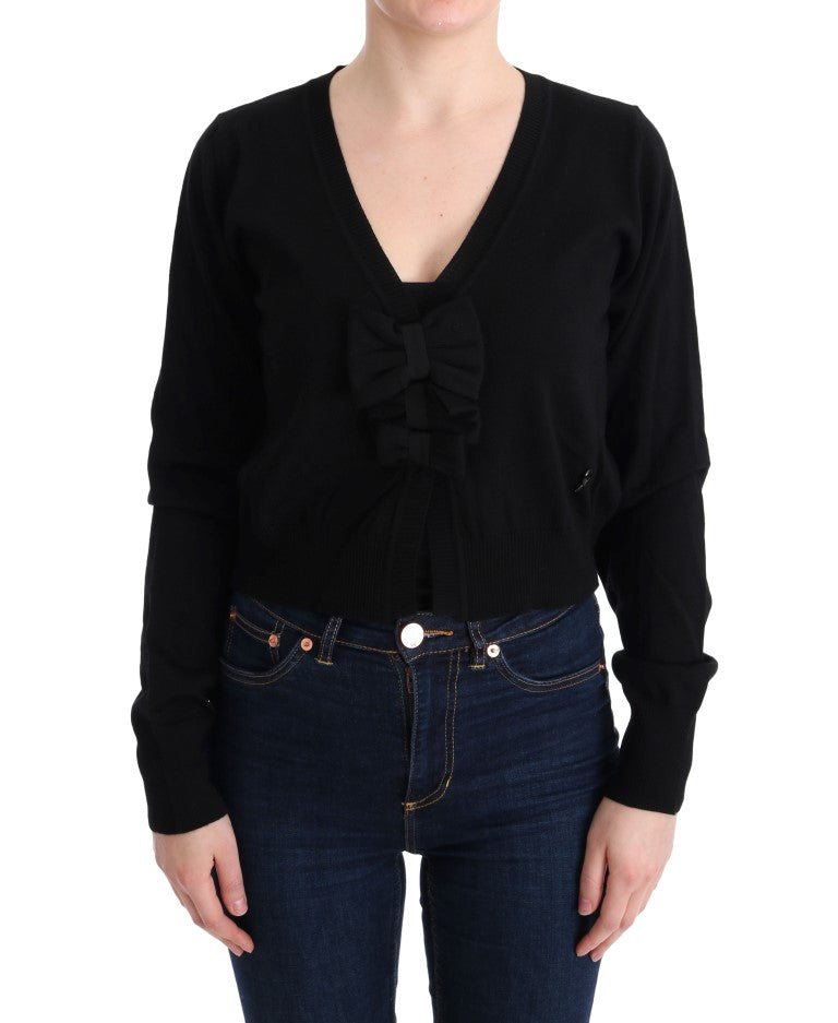 Pull cardigan en laine noire élégante