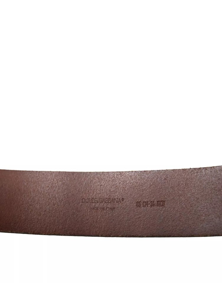 Ceinture de boucle en métal doré en cuir marron en cuir marron