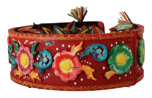 Multicolor Floral Wide Waist Carretto Belt