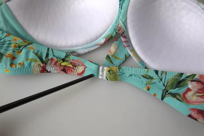 Mint vert floral imprimé de plage en bikini