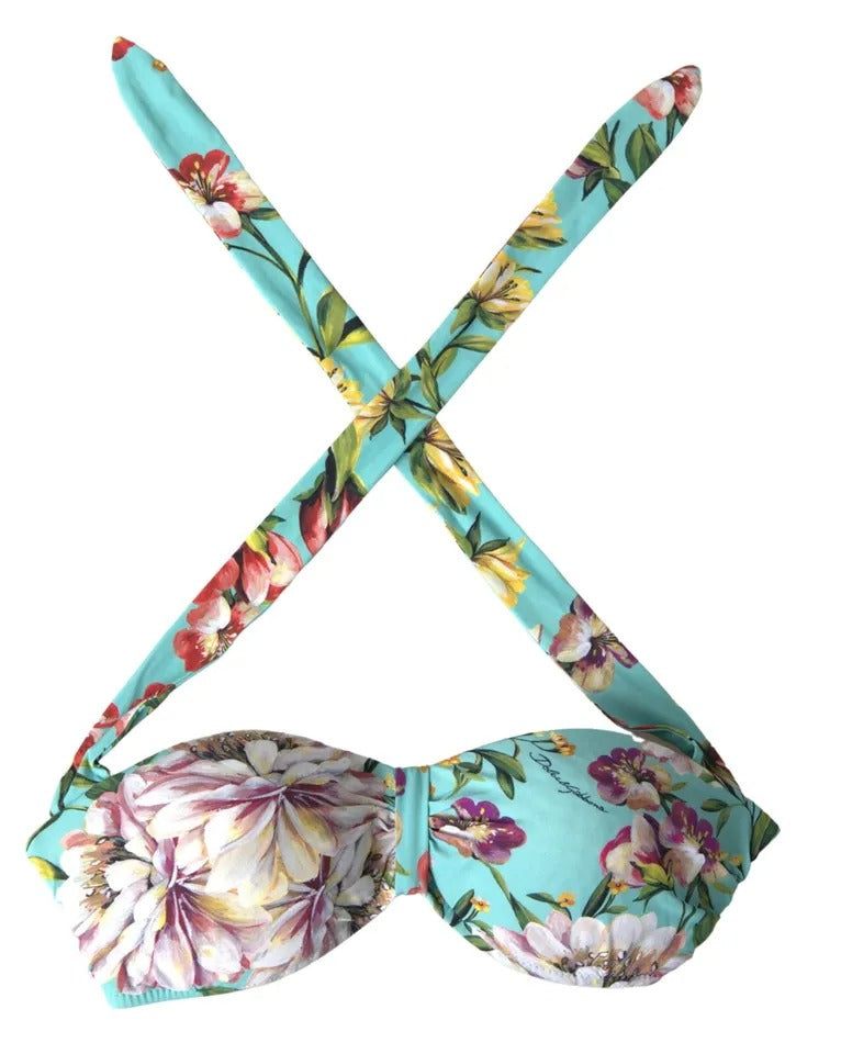 Mint Green Floral Impress Beachwear Bikini Top