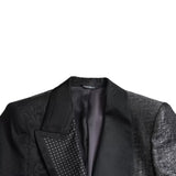 Schwarz Silber Seide Single Breasted Coat Blazer