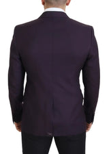 Blazer in lana a petto singolo logo viola