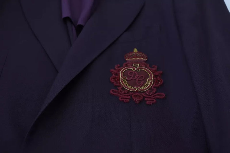 Logotipo morado Blazer de lana de pecho individual