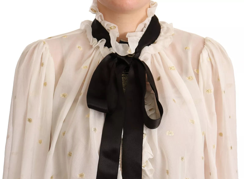 Από το λευκό μεταξωτό μείγμα Ascot Collar Blouse Top