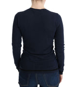 Eleganter blauer V-Ausschnitt-Pullover