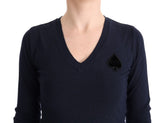 Eleganter blauer V-Ausschnitt-Pullover