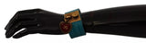 Blaues Leder Gold DG Herz angeheiztes breites Armband