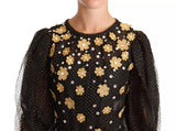 Robe de robe de balle à fleurs en cristal noir en cristal noir