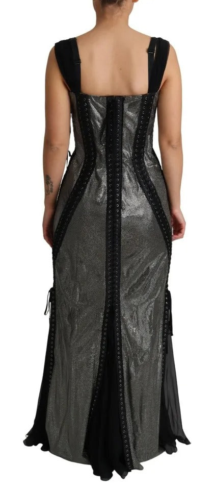 Schwarze Kristalle Schnürung Stegeskleid Kleid Kleid