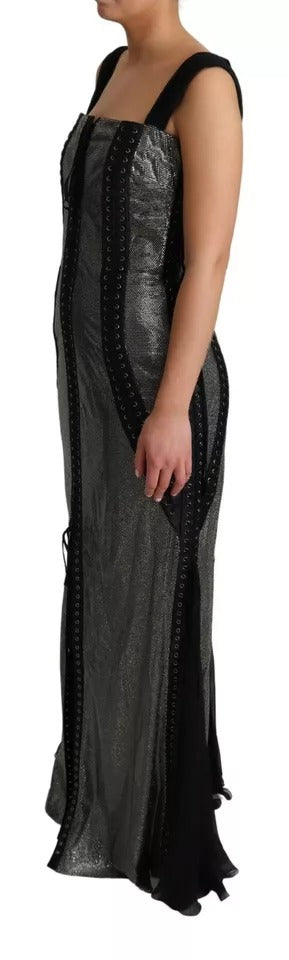 Schwarze Kristalle Schnürung Stegeskleid Kleid Kleid