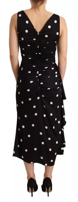 Silk Pois Black Polka Dots Abito Midi Medi