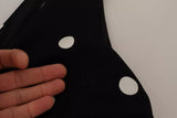 Schwarze Seide Polka Dots V-Neck-Scheide Midi Kleid