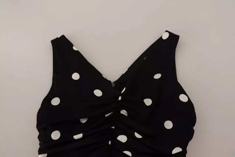 Silk Pois Black Polka Dots Abito Midi Medi